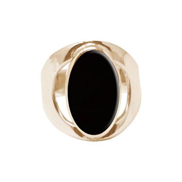 Yellow Gold Whitby Jet Oval Ring