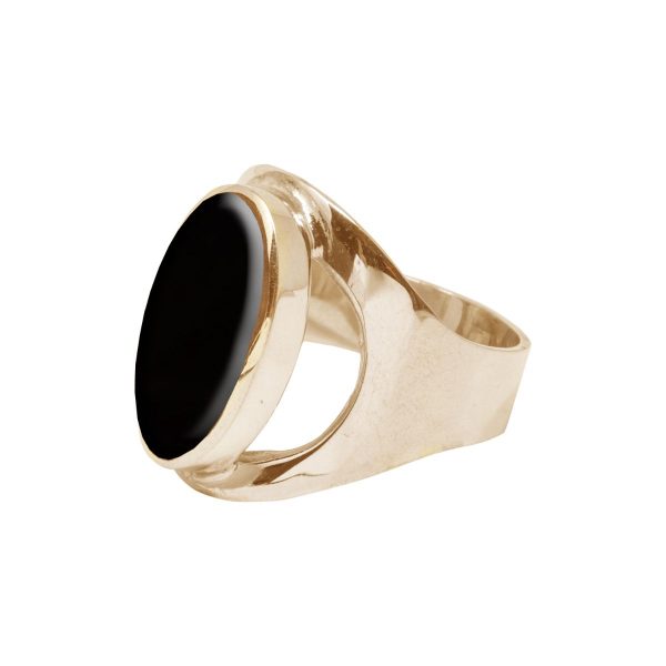 Yellow Gold Whitby Jet Ova Ring