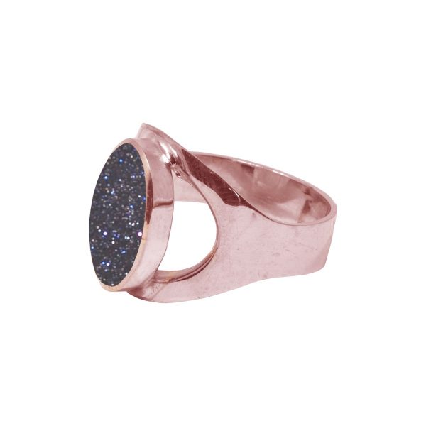 Rose Gold Blue Goldstone Oval Ring