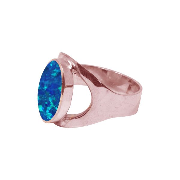 Rose Gold Opalite Cobalt Blue Oval Ring