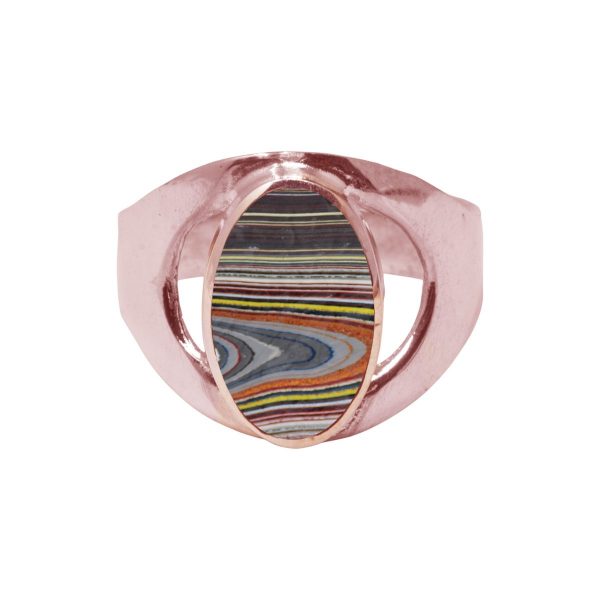 Rose Gold Fordite Oval Ring