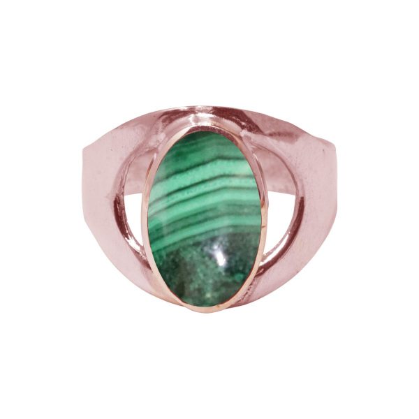 Rose Gold Malachite Oval Ring