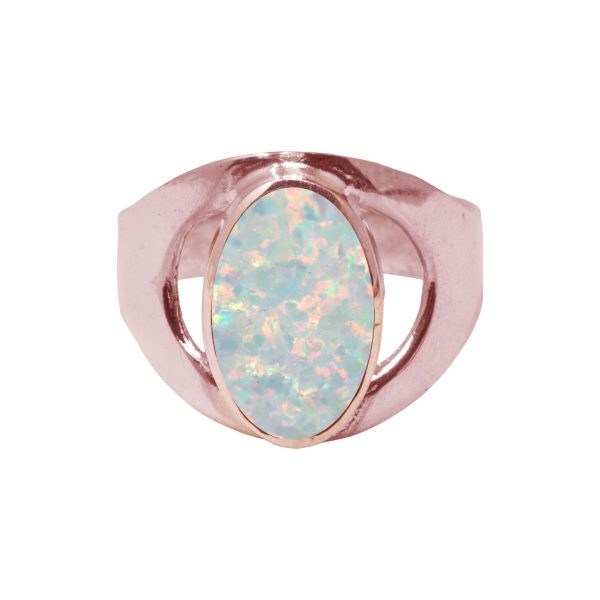 Rose Gold Opalite Sun Ice Oval Ring