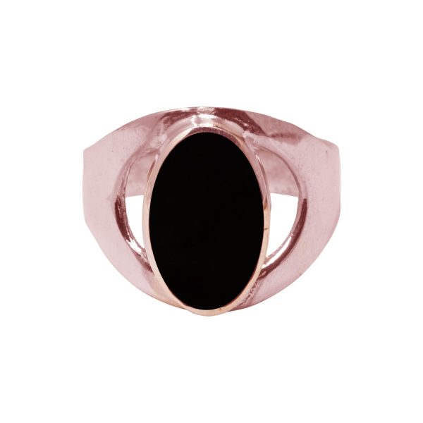 Rose Gold Whitby Jet Oval Ring