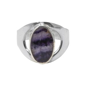 Silver Blue John Oval Stone Ring