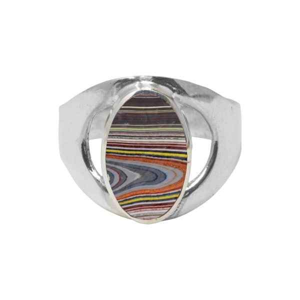 Silver Fordite Oval Ring