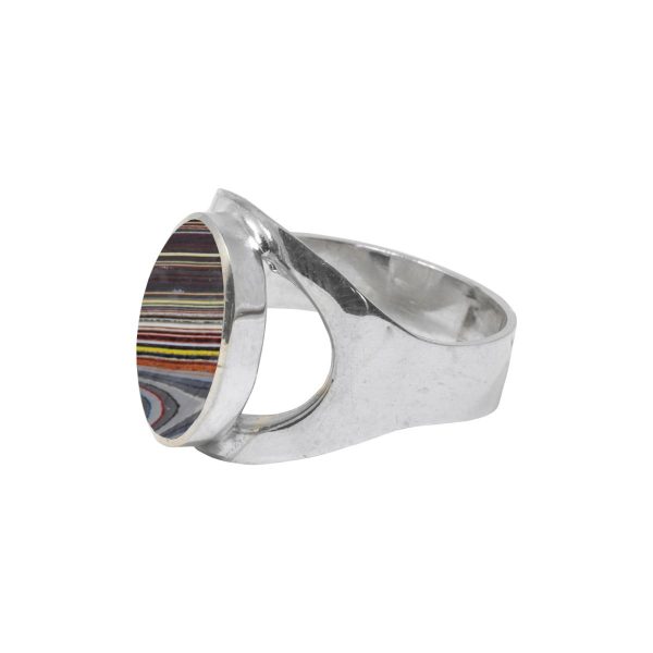 Silver Fordite Oval Ring