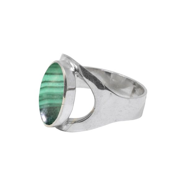 Silver Malachite Oval Ring