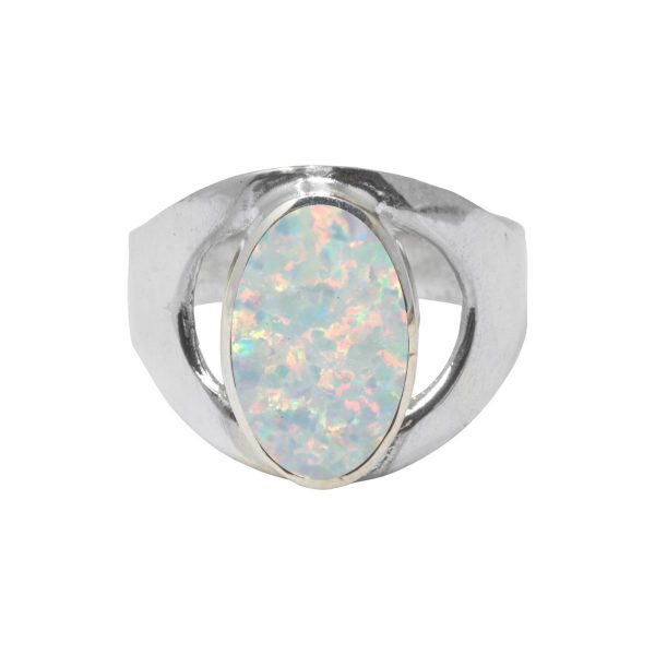 Silver Opalite Sun Ice Oval Ring