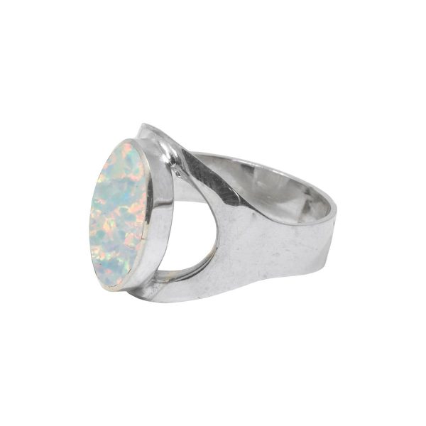 Silver Opalite Sun Ice Oval Ring