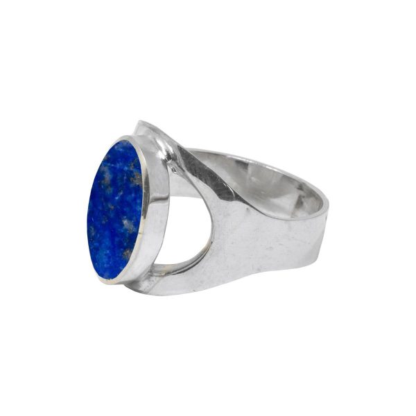 White Gold Lapis Oval Ring