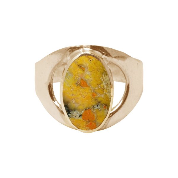 Yellow Gold Bumblebee Jasper Oval Ring