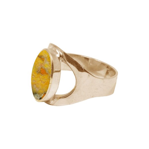 Yellow Gold Bumblebee Jasper Oval Ring