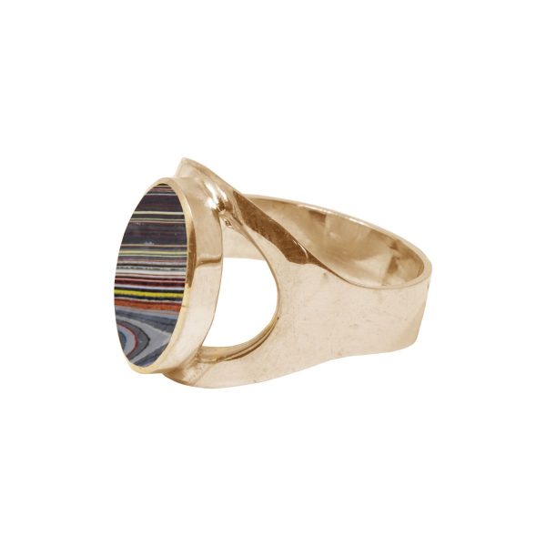 Yellow Gold Fordite Oval Ring