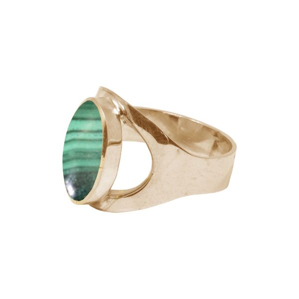 Yellow Gold Malachite Oval Ring