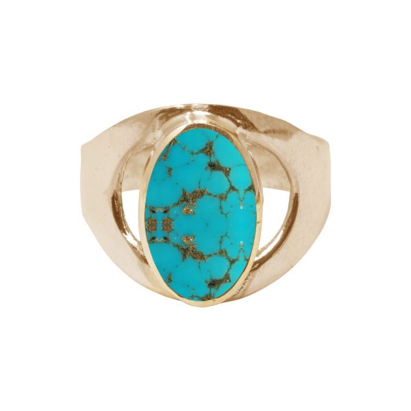 Yellow Gold Turquoise Oval Ring