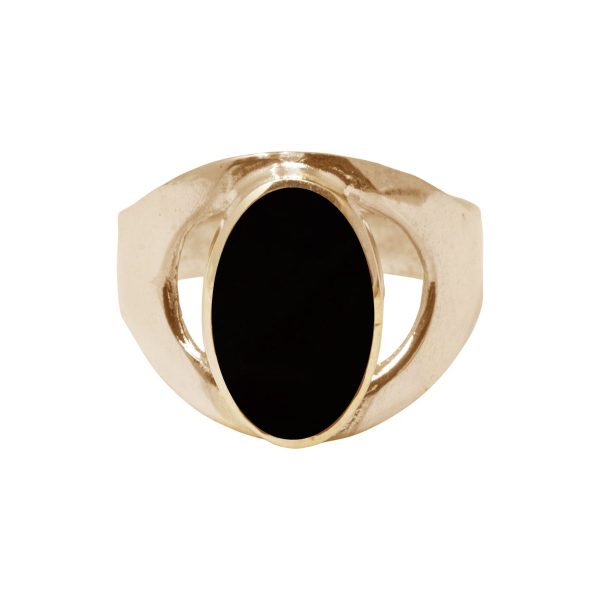 Yellow Gold Whitby Jet Oval Ring