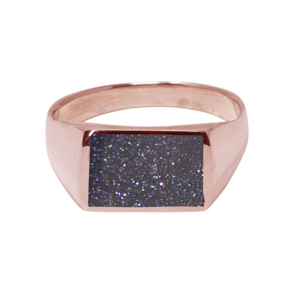 Rose Gold Blue Goldstone Ring