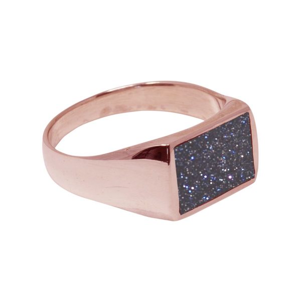 Rose Gold Blue Goldstone Ring