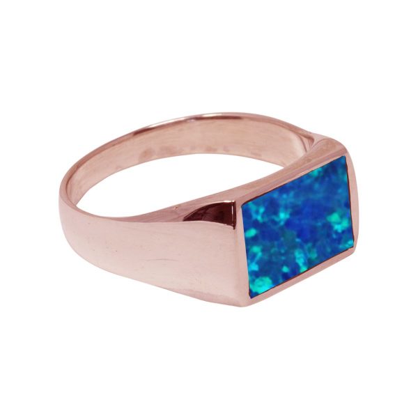 Rose Gold Opalite Cobalt Blue Ring