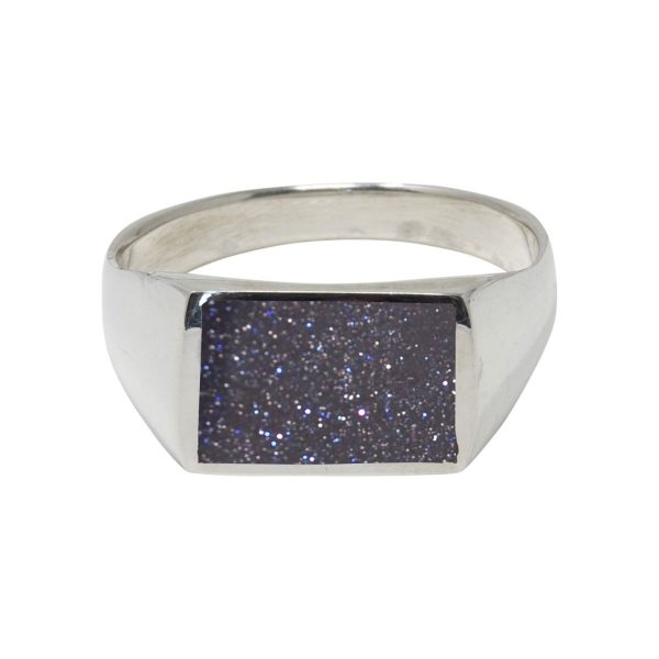 Silver Blue Goldstone Ring