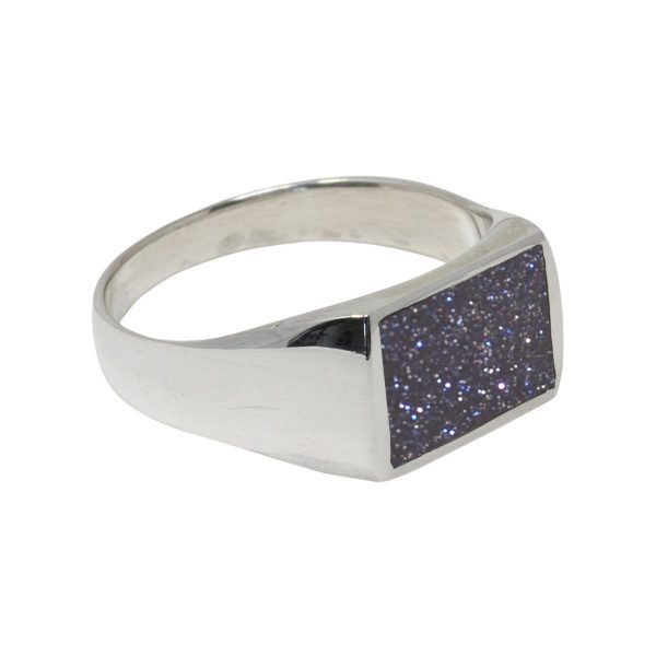 Silver Blue Goldstone Ring