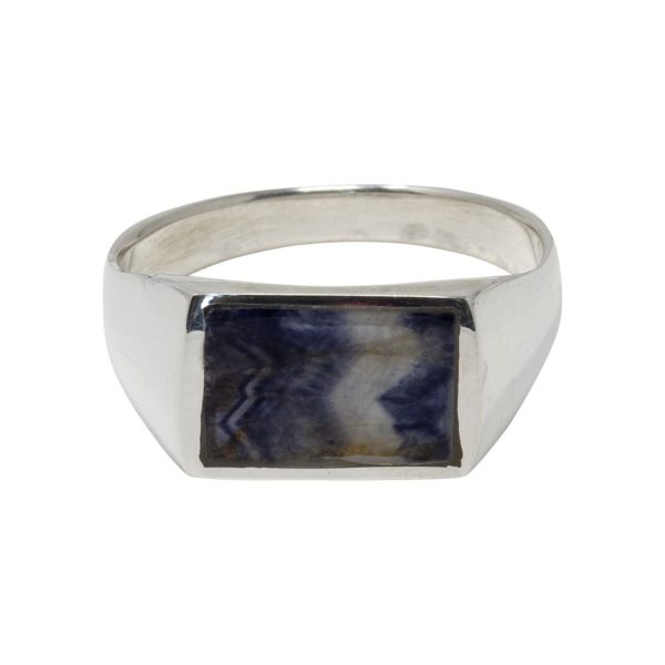 Silver Blue John Oblong Stone Ring