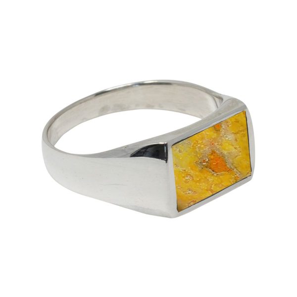 White Gold Bumblebee Jasper Square Signet Ring