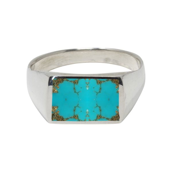 White Gold Turquoise Square Signet Ring