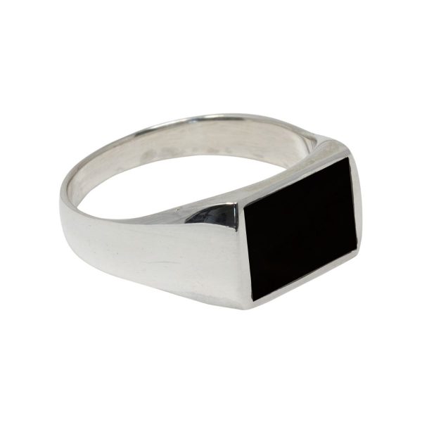 White Gold Whitby Jet Square Signet Ring