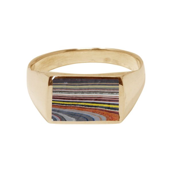 Yellow Gold Fordite Ring