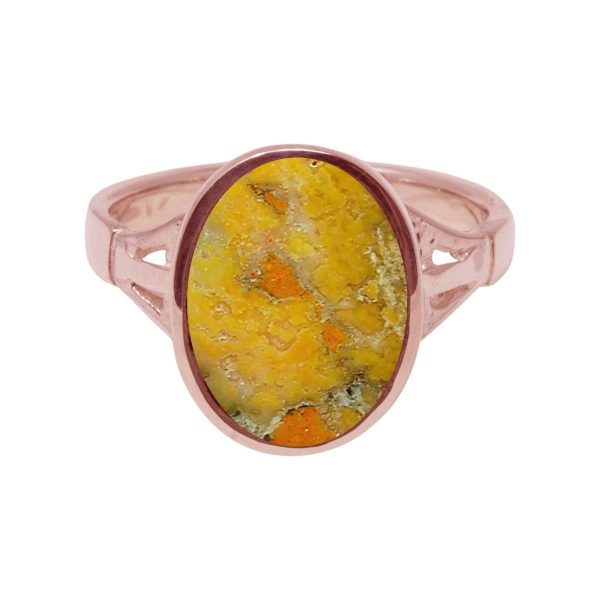 Rose Gold Bumblebee Jasper Oval Ring