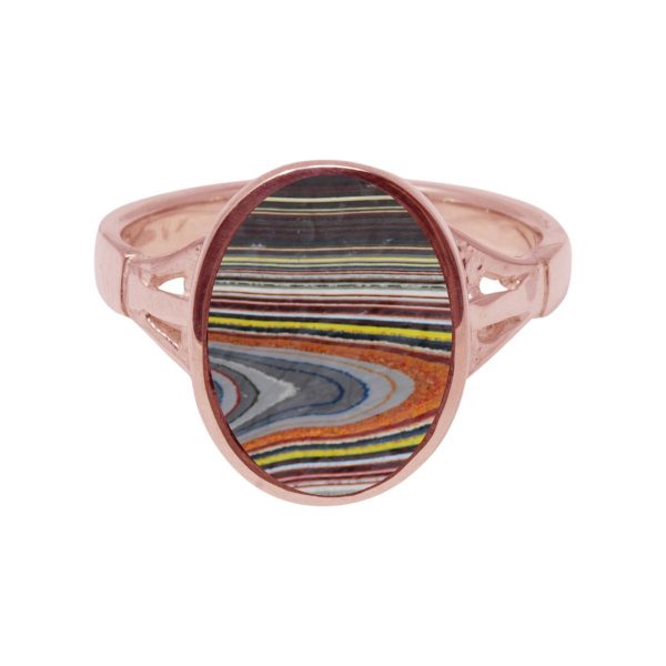 Rose Gold Fordite Oval Ring