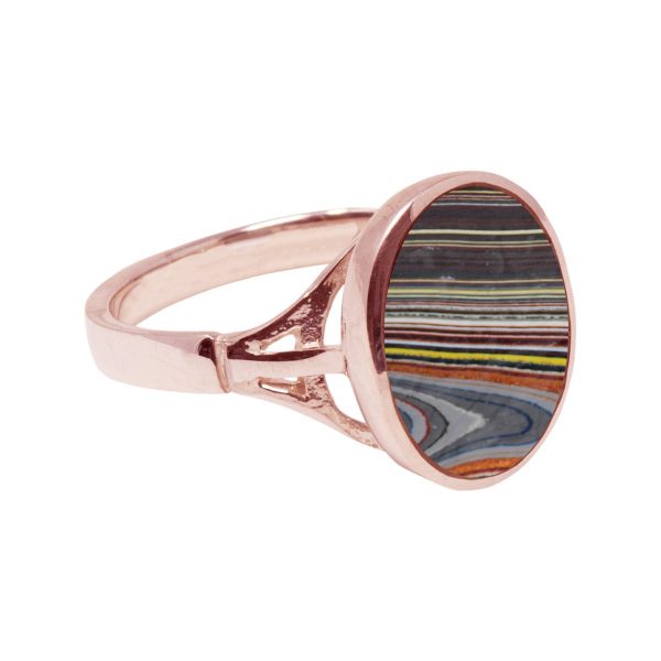 Rose Gold Fordite Oval Ring