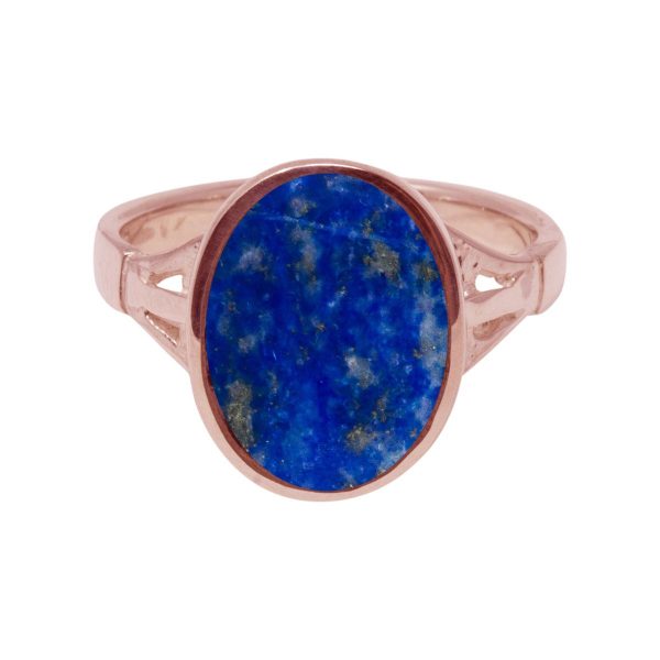 Rose Gold Lapis Oval Ring