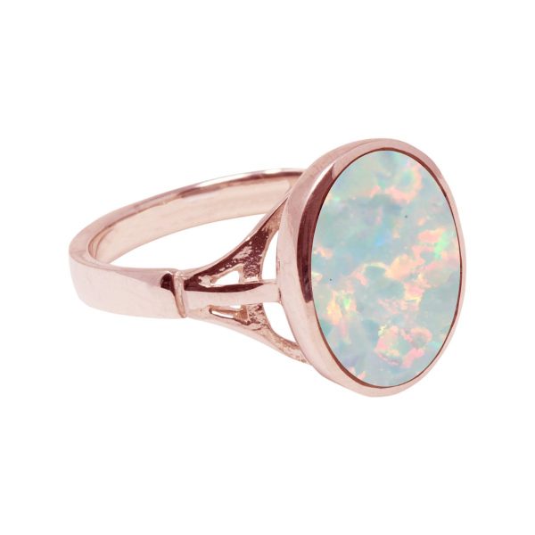 Rose Gold Opalite Sun Ice Oval Ring