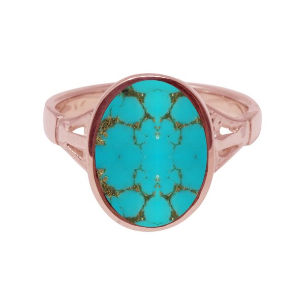 Rose Gold Turquoise Oval Ring