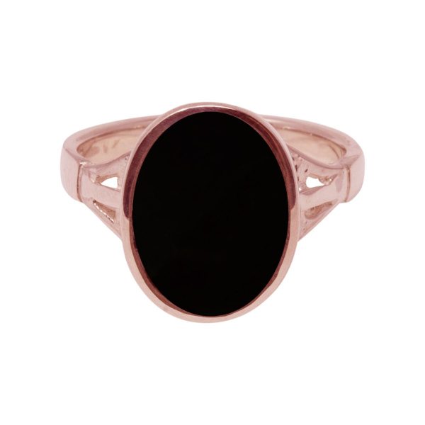 Rose Gold Whitby Jet Oval Ring