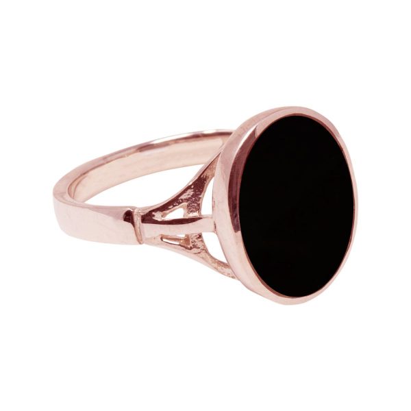 Rose Gold Whitby Jet Oval Ring