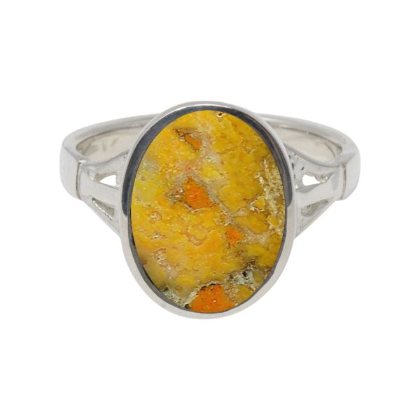 Silver Bumblebee Jasper Oval Ring