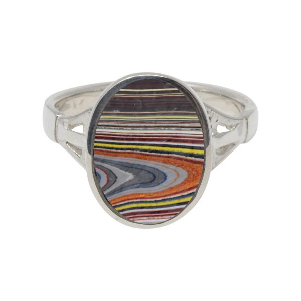 Silver Fordite Oval Ring