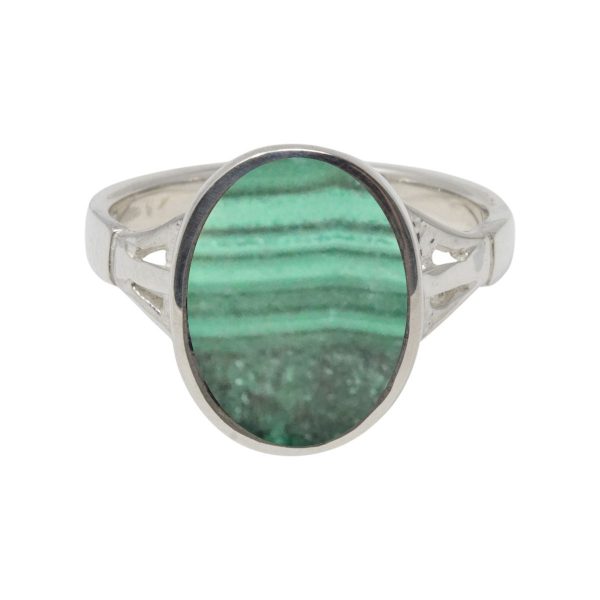 Silver Malachite Oval Ring