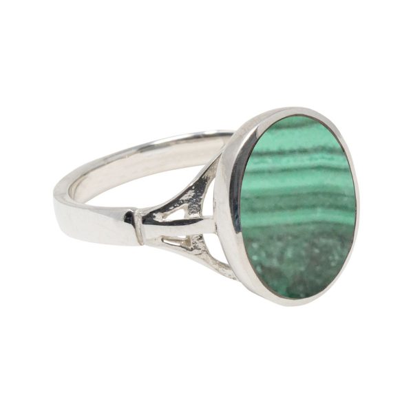 Silver Malachite Oval Ring