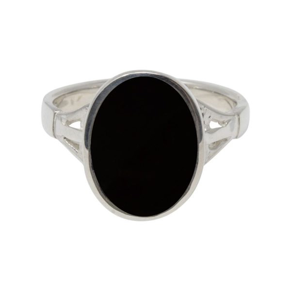 White Gold Whitby Jet Oval Ring