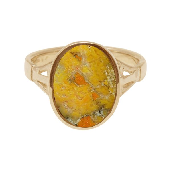 Yellow Gold Bumblebee Jasper Oval Ring