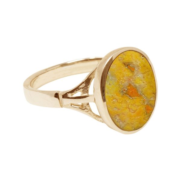 Yellow Gold Bumblebee Jasper Oval Ring