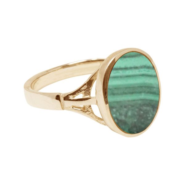 Yellow Gold Malachite Oval Ring