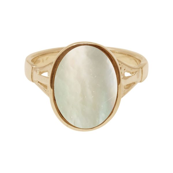 Yellow Gold Mother of Pearl Oval Ring