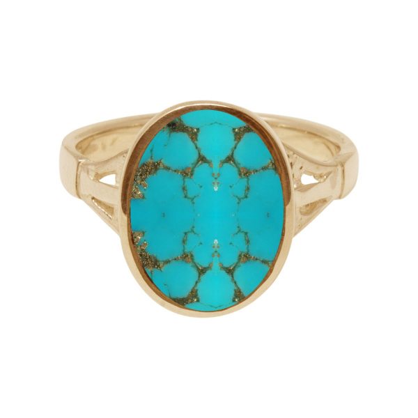 Yellow Gold Turquoise Oval Ring