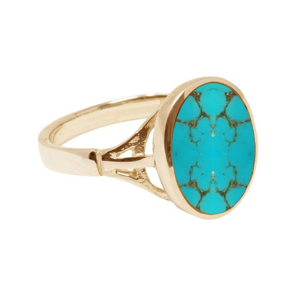 Yellow Gold Turquoise Oval Ring